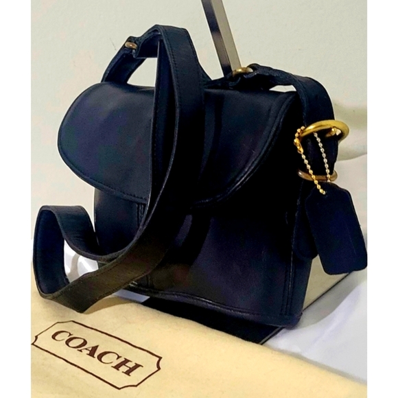 Coach Bags Coach Vintage 98 Small Flap Black Leather Equestrian